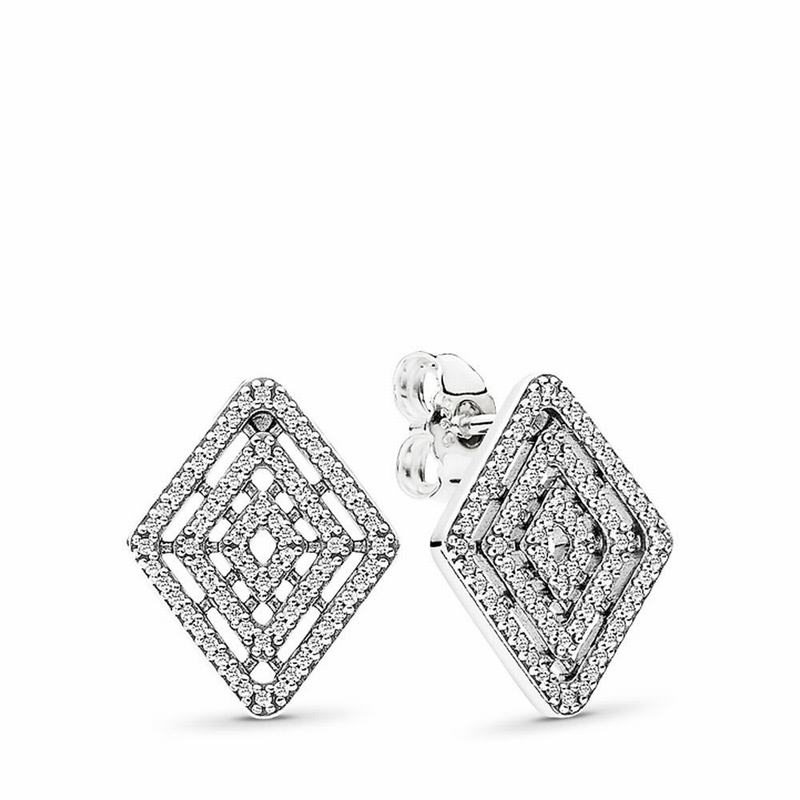 Pandora Geometric Lines Stud Earrings NZ, Sterling Silver (014735-GWS)